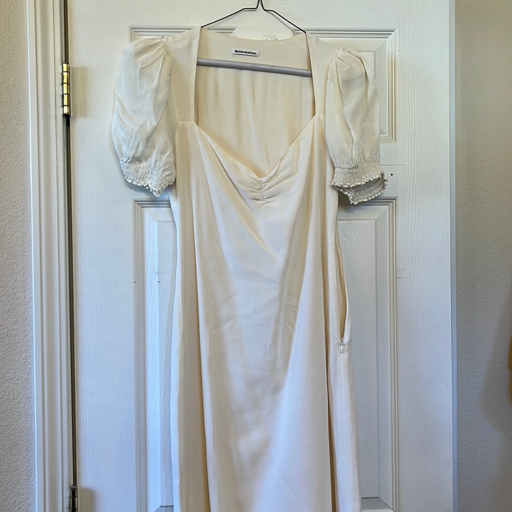 Cream colored long reformation dress